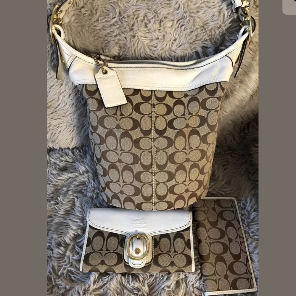 COACH BLEECKER SET WALLET CHECKBOOK SHOULDER BAG
